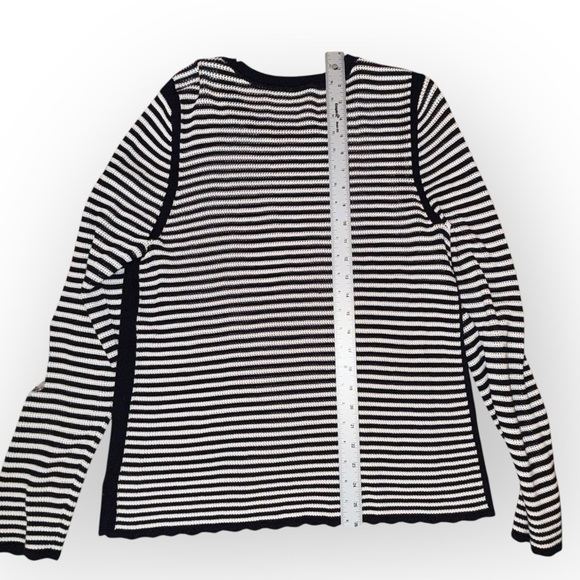 TALBOTS CREWNECK SWEATER - SCALLOP STRIPE Navy Women’s L - Picture 12 of 15